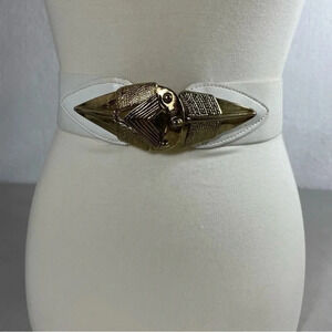 Omega VTG White Tribal Large Buckle Stretch Elastic Belt